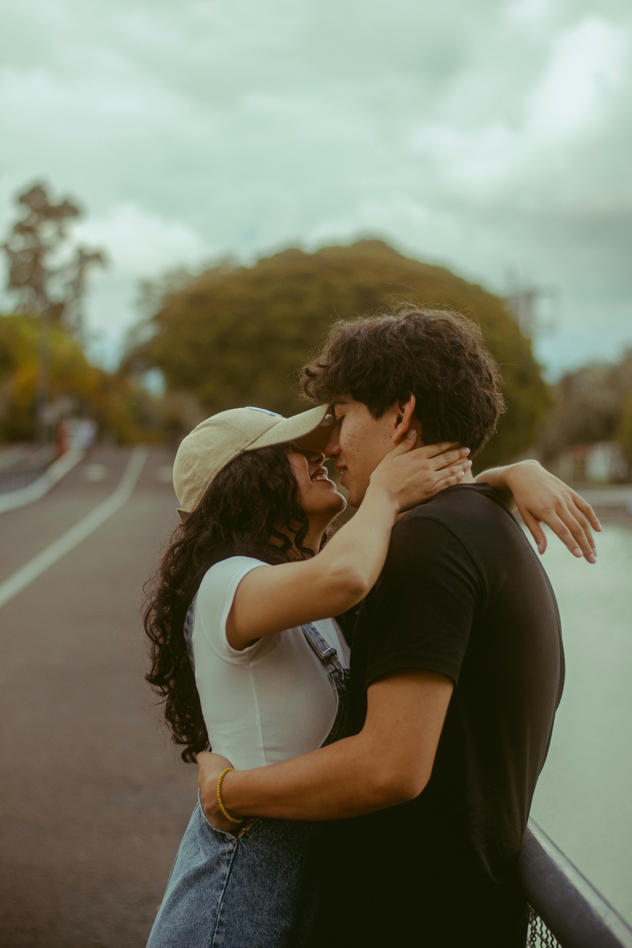A couple embracing in a private moment